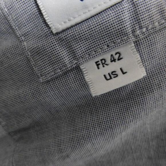 Lacoste Shirt Mens Large FR 42 Slim Fit Button Up Gray Croc Logo Striped Preppy - Picture 6 of 11